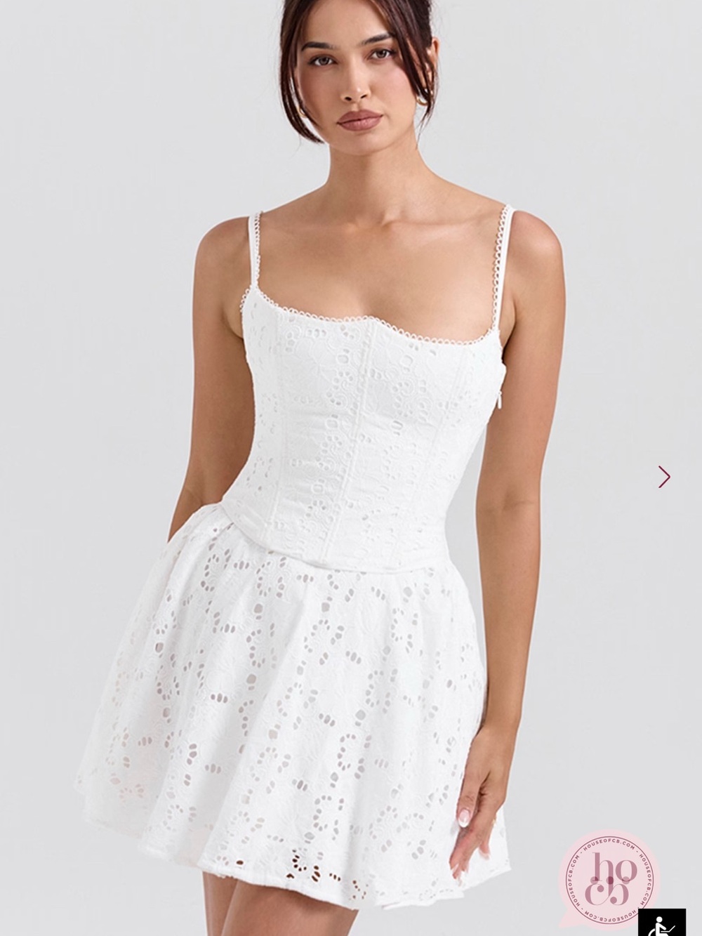House of CB White Eyelet Bustier Mini Dress